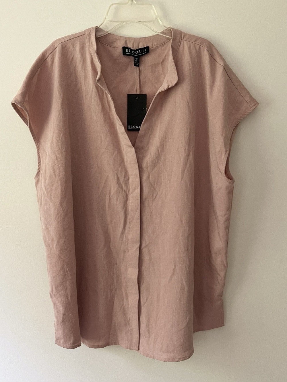 Eloquii Button Front Blouse 16 Blush Pink Business Office Professional NEW